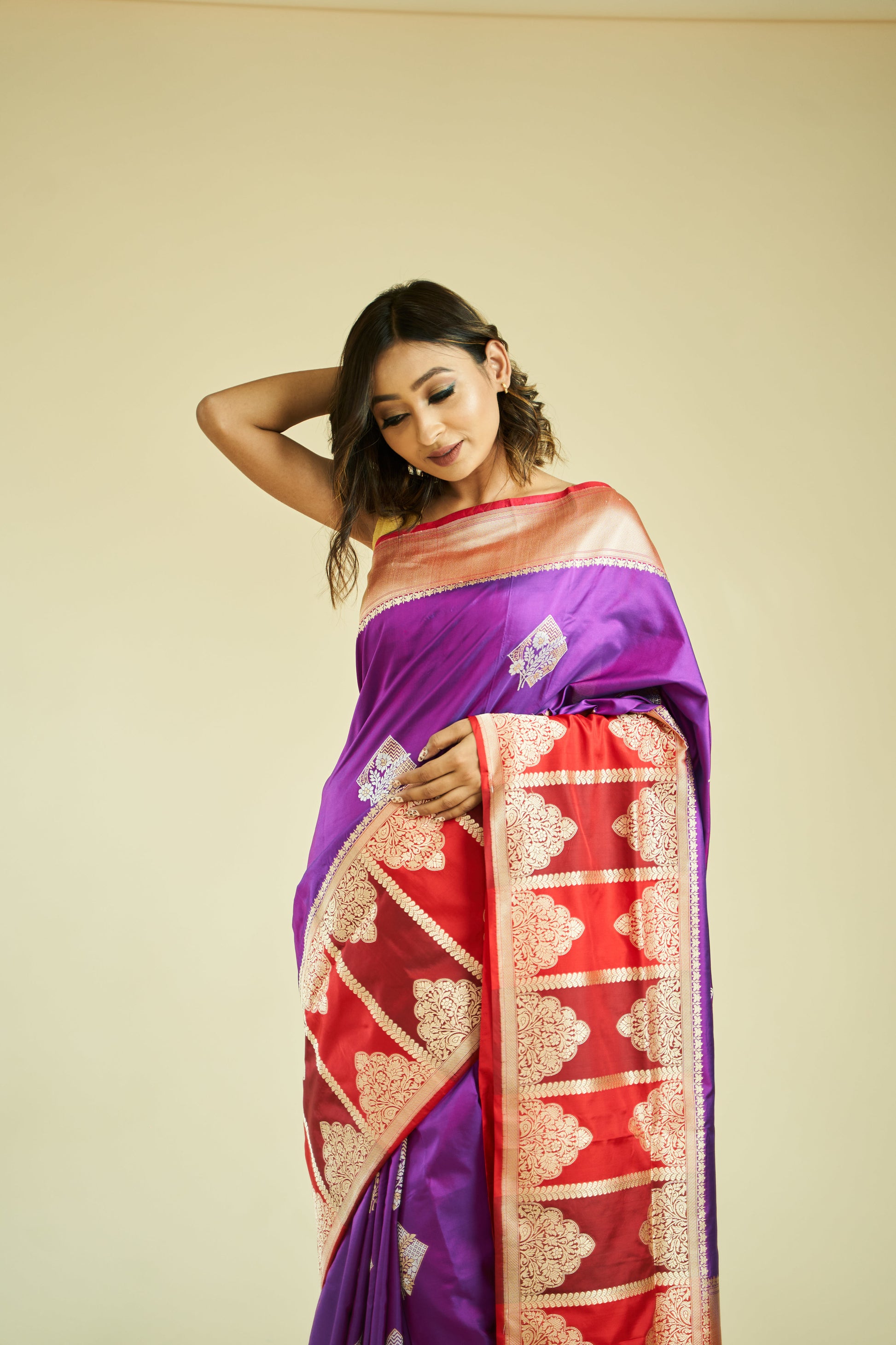 handwoven kadhua katan silk banarasi saree with sona rupa floral butas and rangkaat 