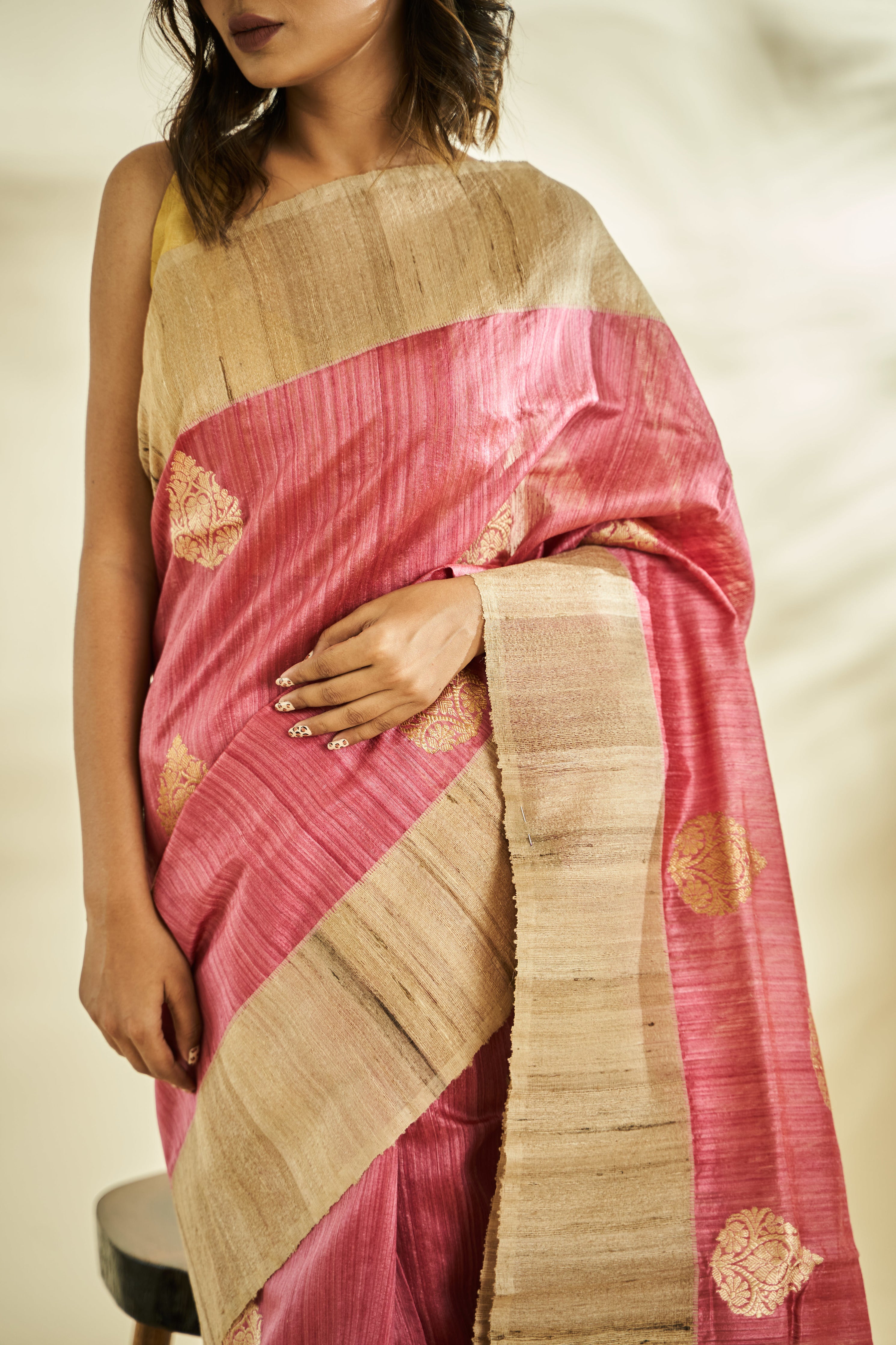 Hand Painted Pure Matka Silk Saree – Prasam Crafts