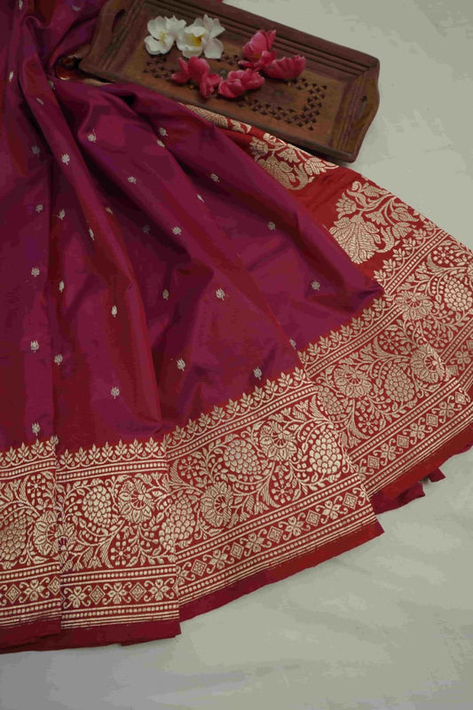 Magenta Katan Silk Saree