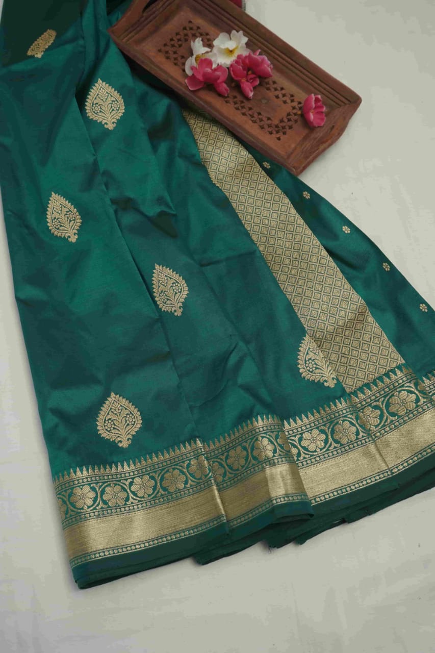 Rama Green Katan Silk Saree
