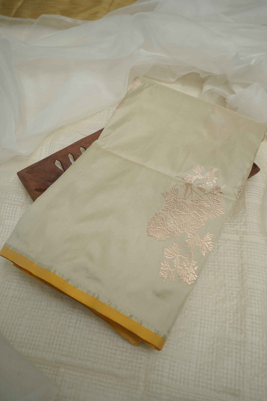 Beige Katan Silk Saree