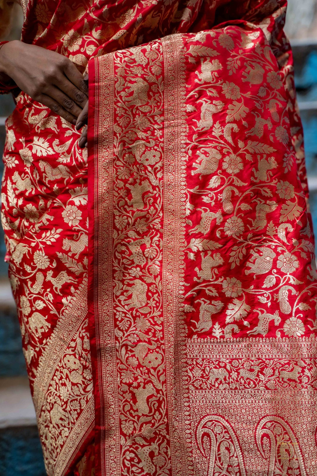 Pure Handloom Katan Saree With Shikargah Weaving