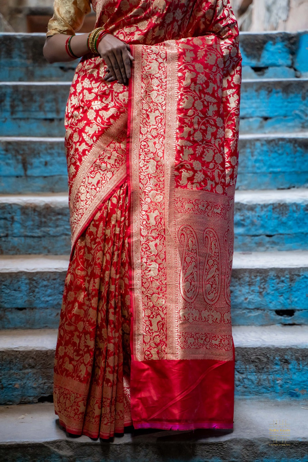 Pure Handloom Katan Saree With Shikargah Weaving