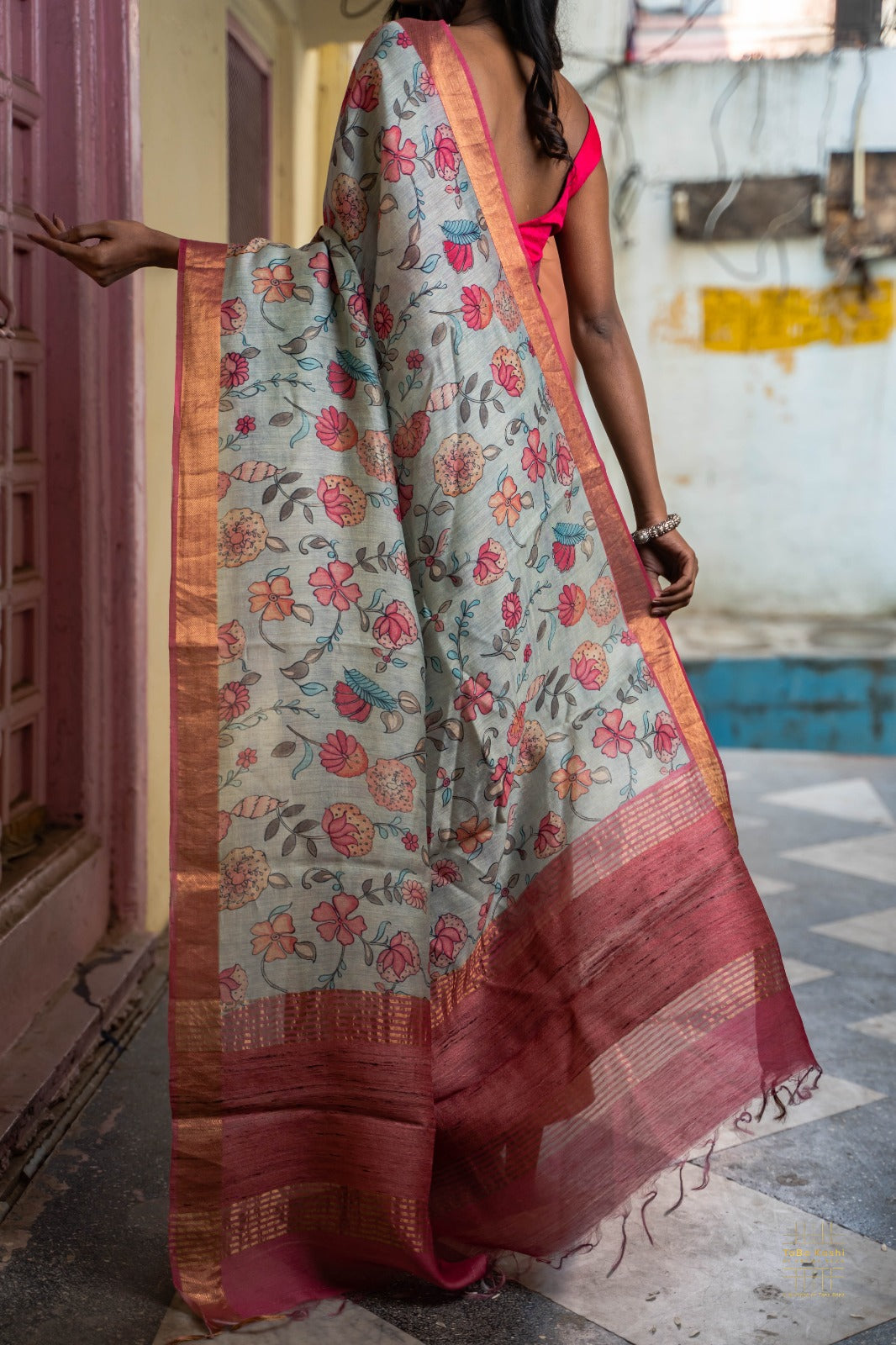 Pure Munga Saree With Floral Digital Print