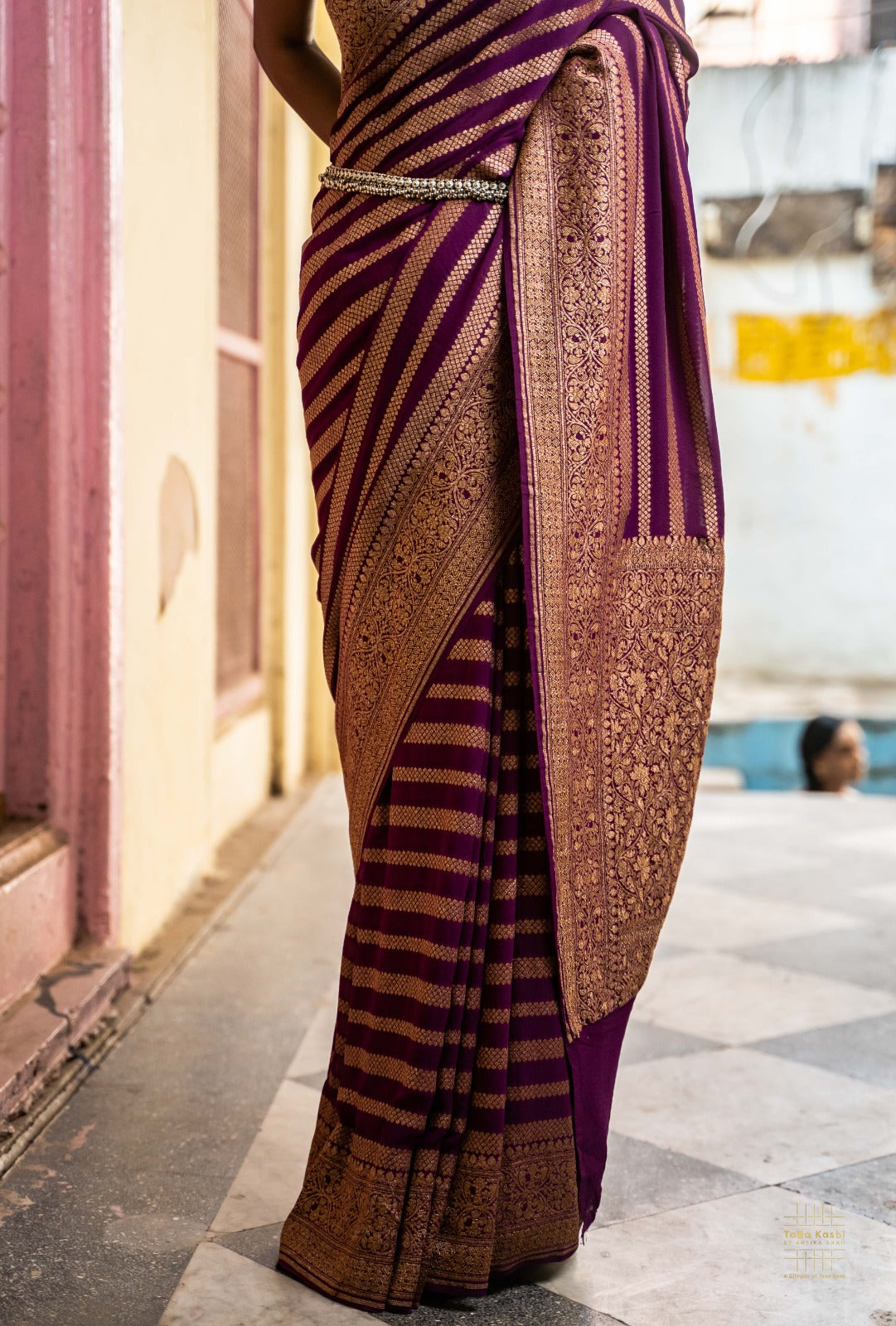 Pure Khaddi Chiffon Saree With Antique Zari Weaving