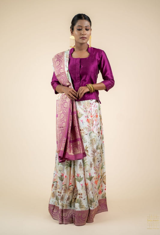 Multicolor Hatubai Saree with Zari Jaal