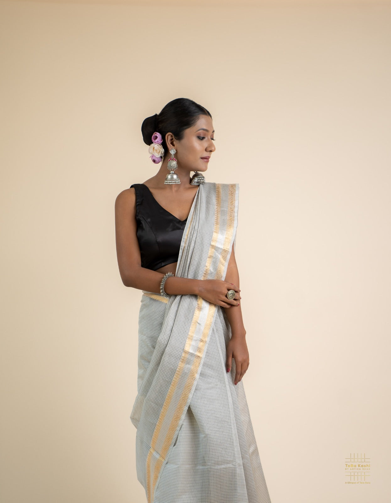 Grey Tissue Handloom Banarasi Saree - Sacred Weaves