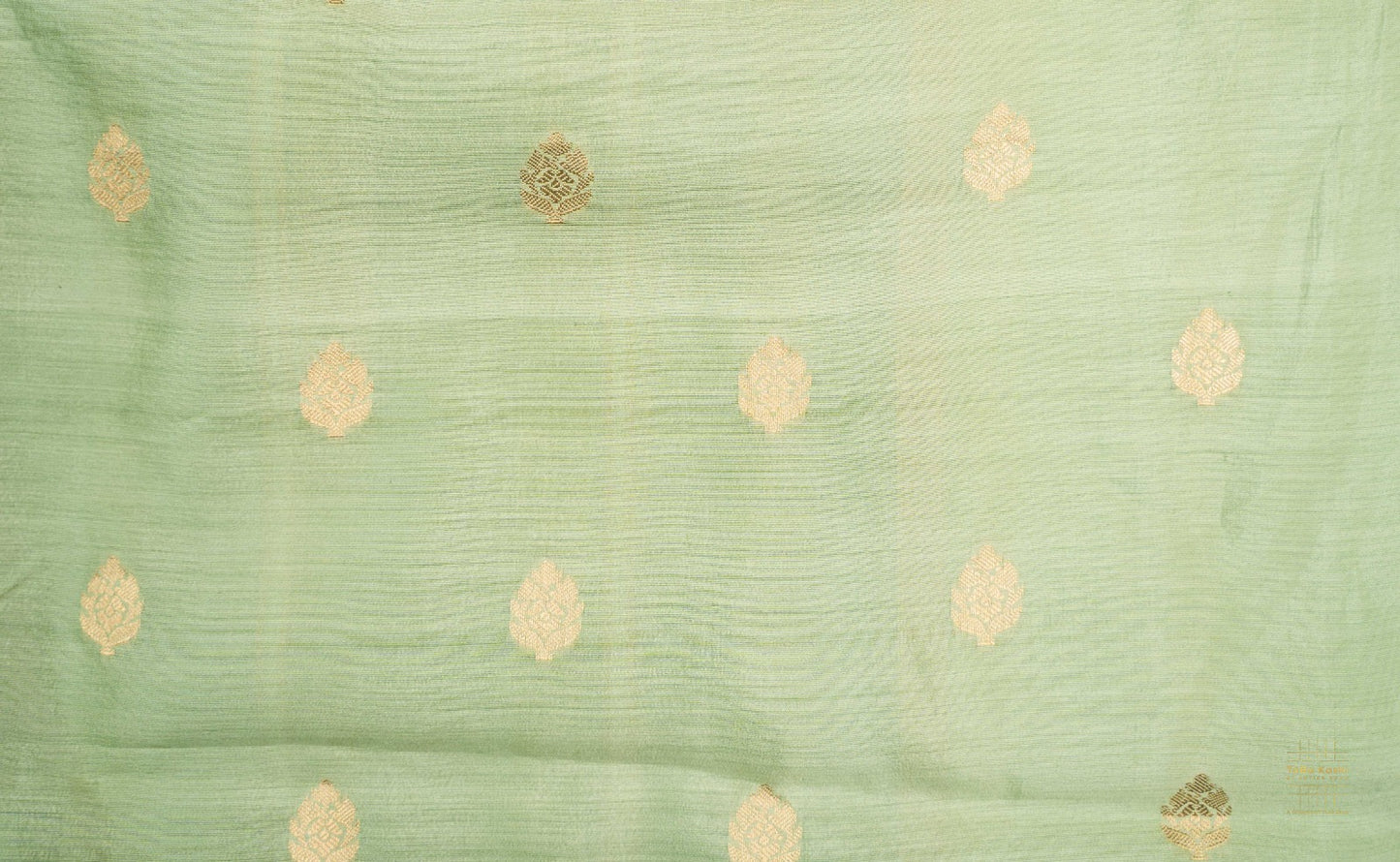 Pista green Kora Saree with Stripes