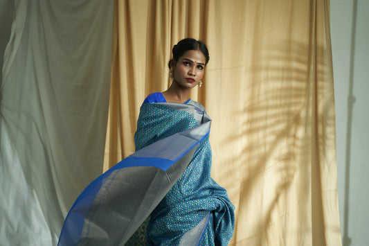 'Neelam' Royal Blue Pure Chanderi Cotton Saree