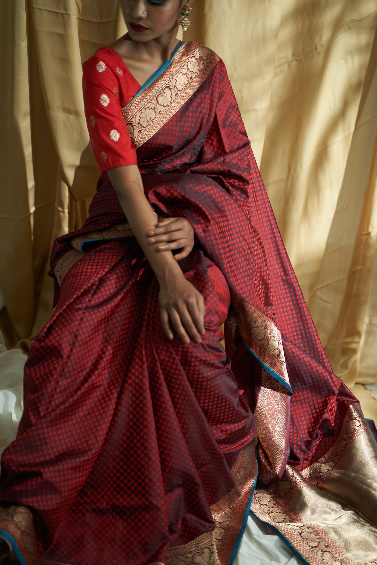'Surkh' Red Satin Silk Satin