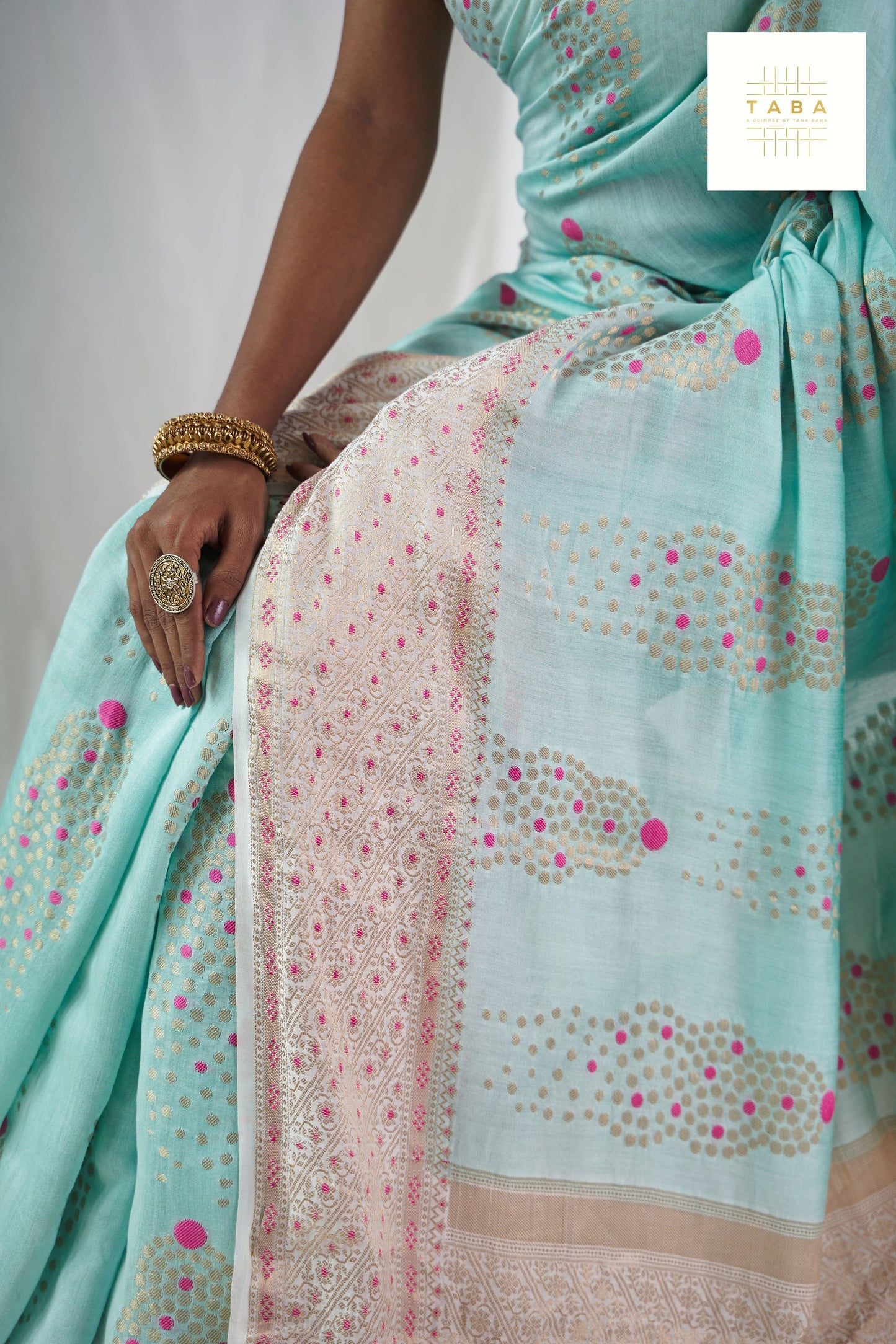 Light Ferozi Maheswari Silk Saree