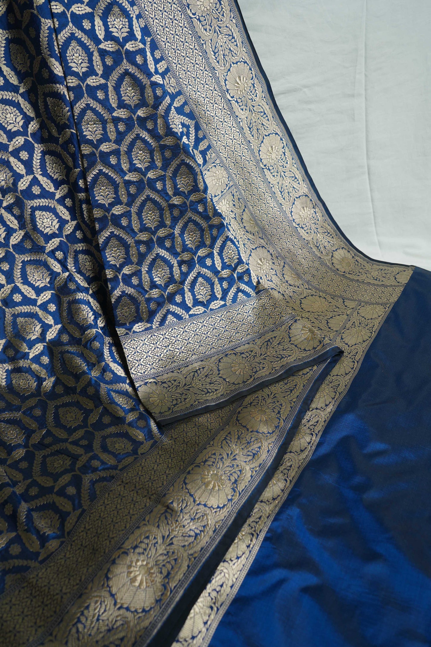 Royal Blue Katan Handloom Saree