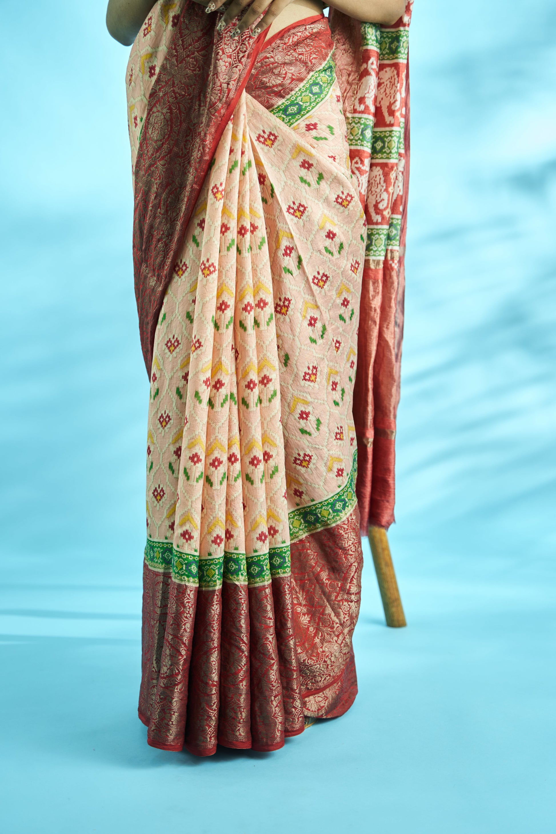 chiniya silk handwoven banarasi saree with jakarad border and digital print