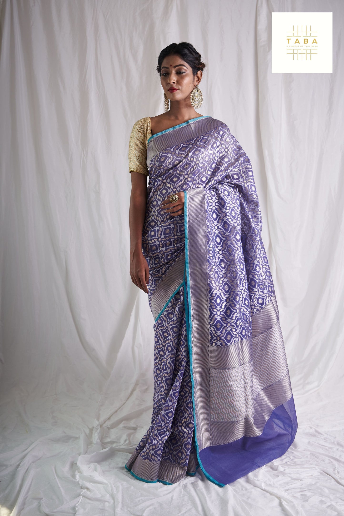 Navy Blue Resham Zari Pure Cotton Silk Pitambari Style Saree
